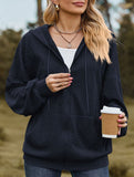 Pocket long-sleeved loose hooded sweatshirt