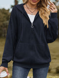 Pocket long-sleeved loose hooded sweatshirt