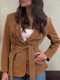 Retro hot sale lace-up small suit jacket