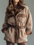 Retro-style thick lamb patchwork coat