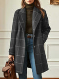Retro plaid mid-length lapel coat