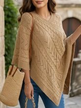 Casual cable knit loose cape sweater cardigan