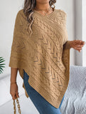 Casual cable knit loose cape sweater cardigan