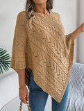 Casual cable knit loose cape sweater cardigan