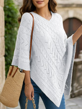 Casual cable knit loose cape sweater cardigan