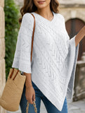 Casual cable knit loose cape sweater cardigan