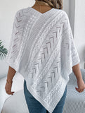 Casual cable knit loose cape sweater cardigan