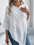 Casual cable knit loose cape sweater cardigan