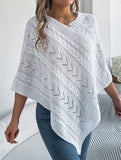 Casual cable knit loose cape sweater cardigan