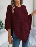 Casual cable knit loose cape sweater cardigan