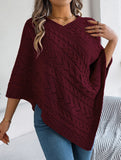 Casual cable knit loose cape sweater cardigan