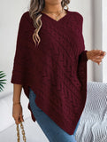 Casual cable knit loose cape sweater cardigan