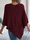 Casual cable knit loose cape sweater cardigan