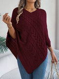 Casual cable knit loose cape sweater cardigan
