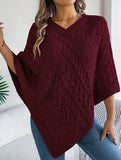 Casual cable knit loose cape sweater cardigan