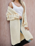 Solid color long knit cardigan