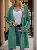Solid color long knit cardigan