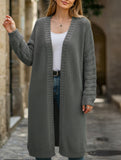Solid color long knit cardigan