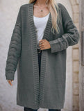 Solid color long knit cardigan