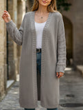 Solid color long knit cardigan