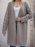 Solid color long knit cardigan