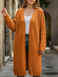 Solid color long knit cardigan