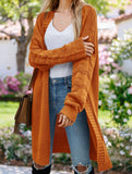Solid color long knit cardigan