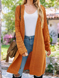 Solid color long knit cardigan
