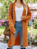Solid color long knit cardigan