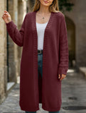 Solid color long knit cardigan