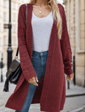 Solid color long knit cardigan