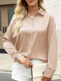 Casual long-sleeved satin shirt