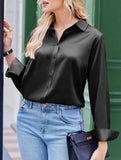Casual long-sleeved satin shirt