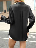 Casual long-sleeved satin shirt