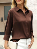 Casual long-sleeved satin shirt