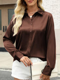 Casual long-sleeved satin shirt