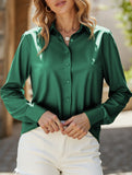Casual long-sleeved satin shirt