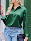 Casual long-sleeved satin shirt
