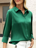 Casual long-sleeved satin shirt