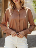 Casual long-sleeved satin shirt