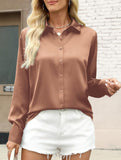 Casual long-sleeved satin shirt