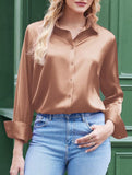 Casual long-sleeved satin shirt