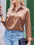 Casual long-sleeved satin shirt