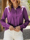 Casual long-sleeved satin shirt