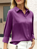 Casual long-sleeved satin shirt