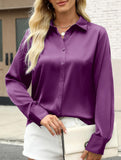 Casual long-sleeved satin shirt