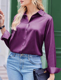 Casual long-sleeved satin shirt