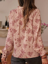 Retro ruffled plaid cardigan