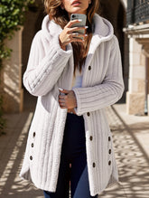 Solid color long-sleeved hooded loose jacket