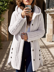 Solid color long-sleeved hooded loose jacket